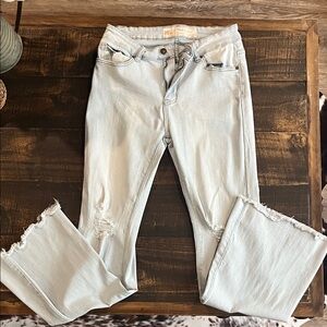 Light Wash Distressed Flare Jeans